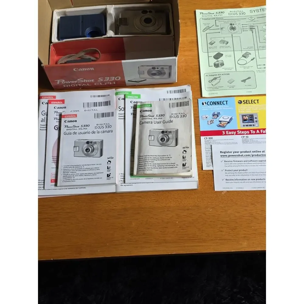 Canon PowerShot ELPH S330 2.0MP Digital Camera, Box, Manuals, No Battery - NICE!